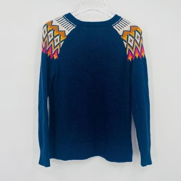 Old Navy Size XS Navy Blue Chevron Cozy Knit Soft Long Sleeve Crewneck Sweater - Picture 6 of 6